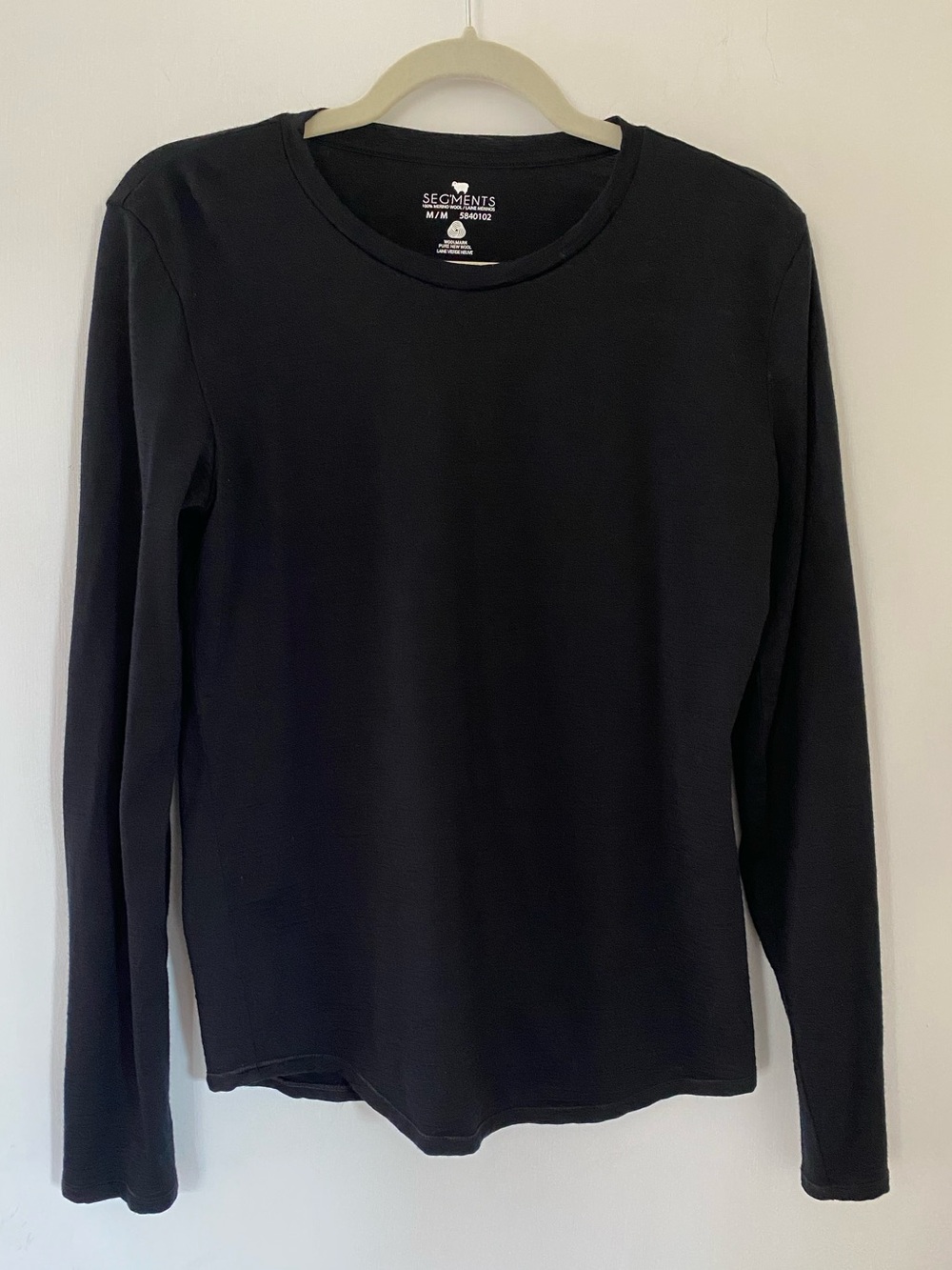 Seg'ments 100% Merino Wool Shirt Women M Black Long Sleeve Baselayer Lightweight